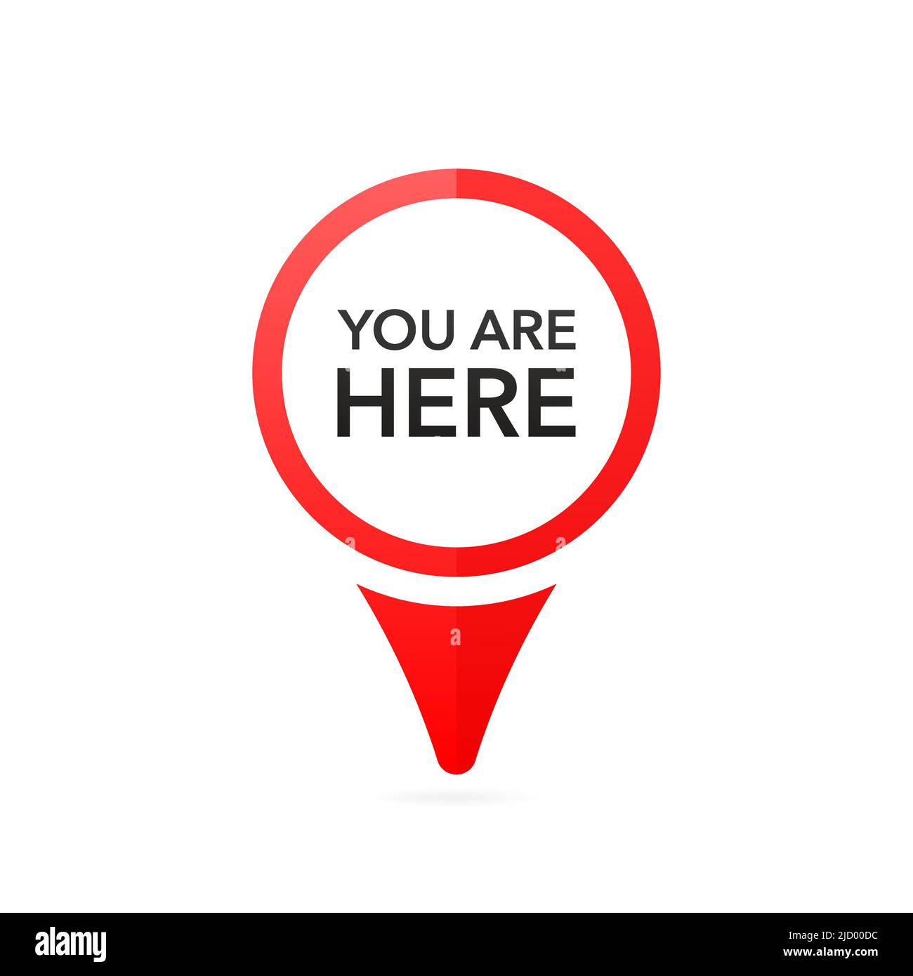 Red pointer with you are here on white background. White background
