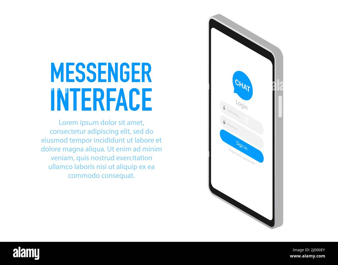Trendy messenger interface Application with Dialogue window. Sms Messenger. Vector illustration. Stock Vector