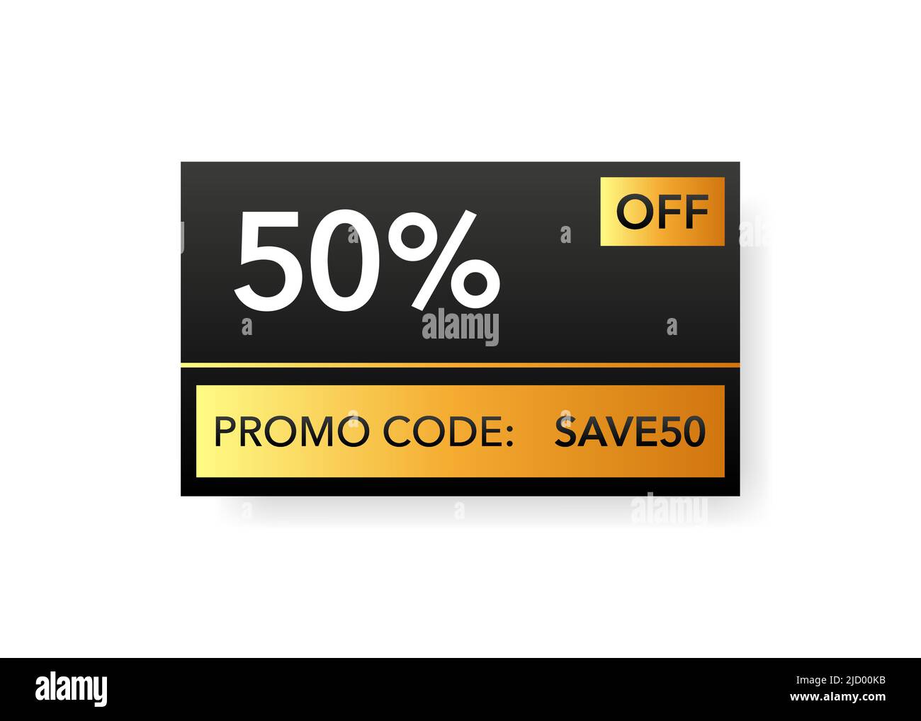 Gold promo code discount. Save money. White background. Minimal design
