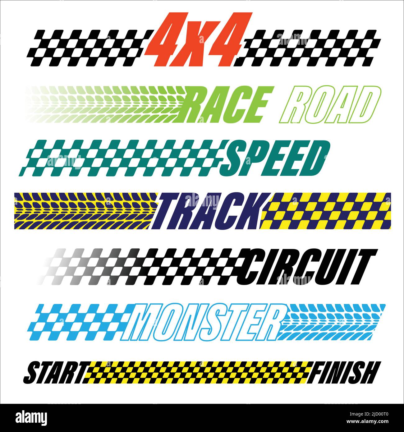 Sport flags color silhouettes text lines Stock Vector
