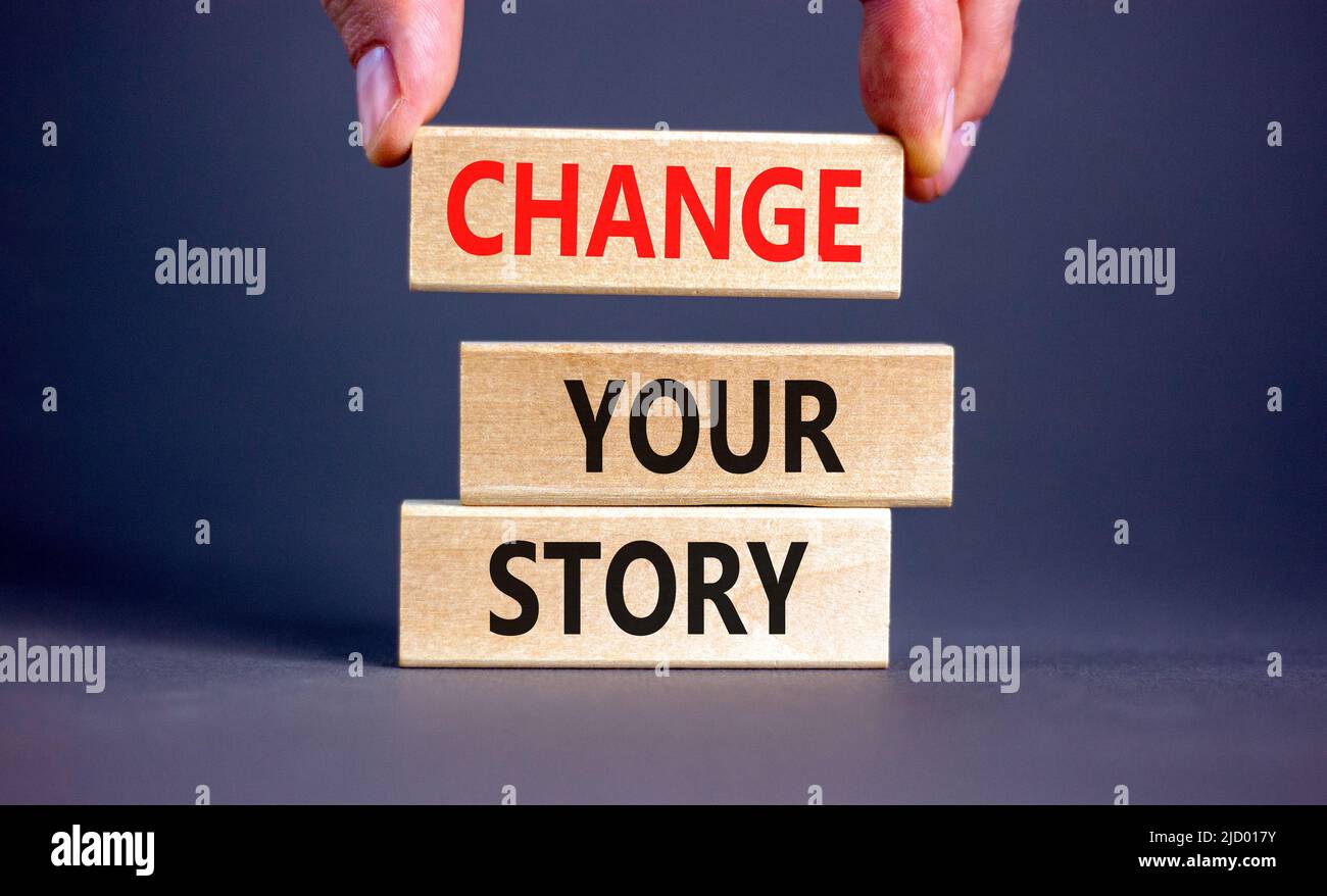 Y Change Change your story symbol. Concept words Change your story on wooden ...