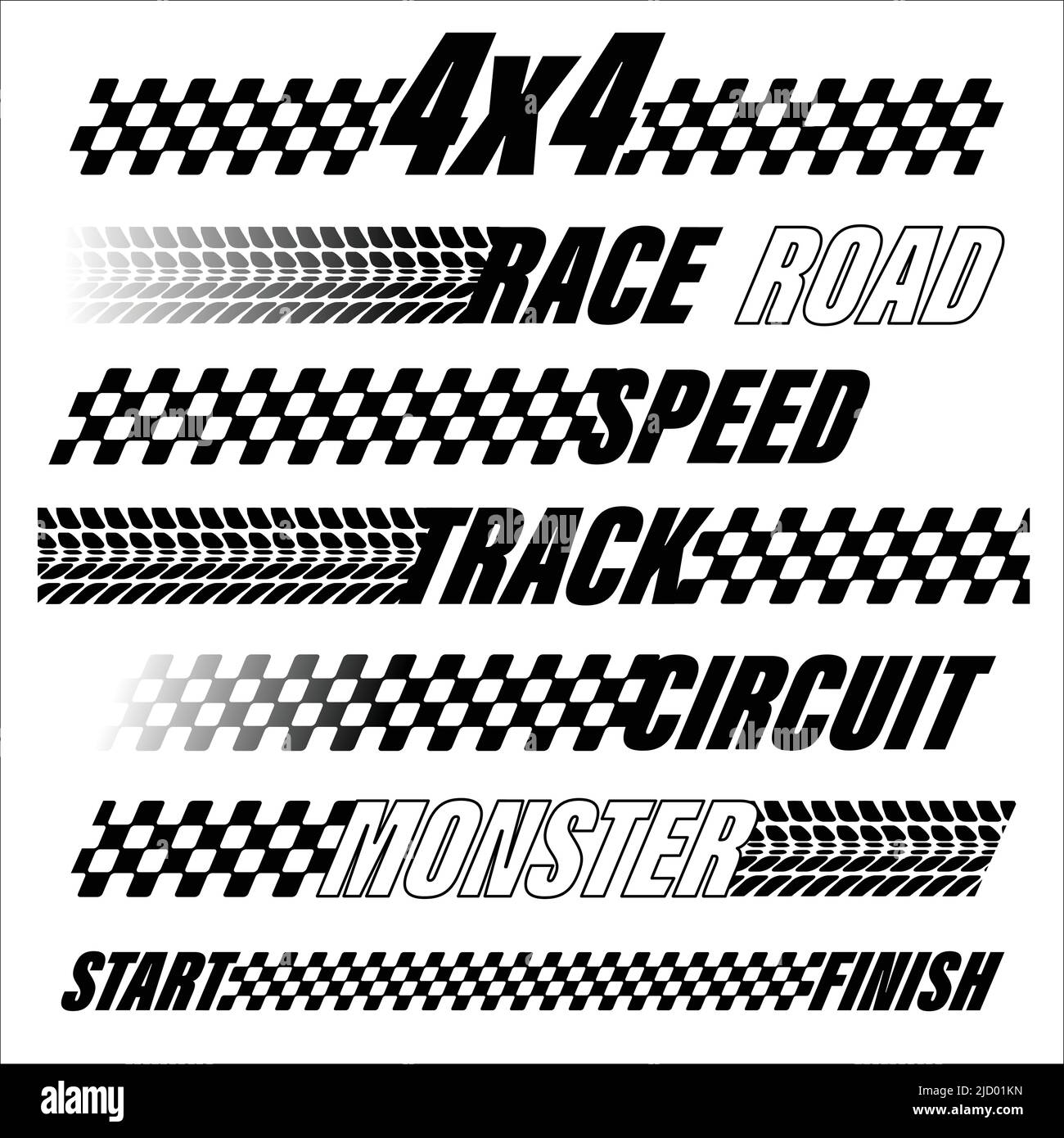 Sport flags lines silhouettes text lines Stock Vector
