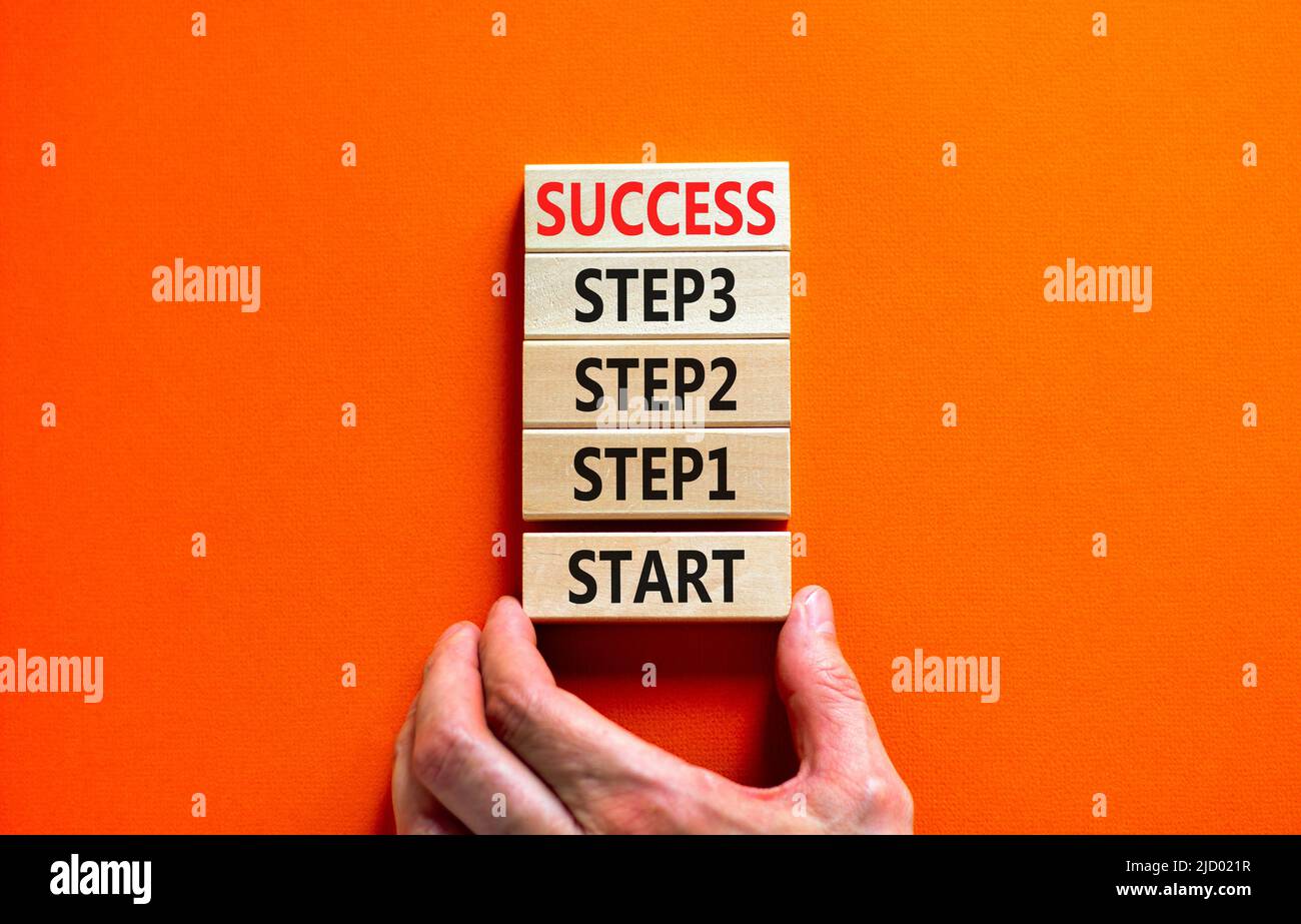 Strat, step and success symbol. Concept words Start step 1 2 3 success ...