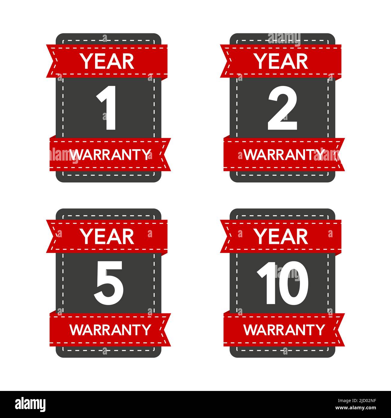 Badges set with year warranty on white background. Vector illustration