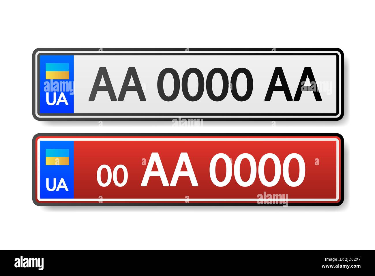 European Number plate car. Information sign. Options for vehicle license plates. Stock Vector