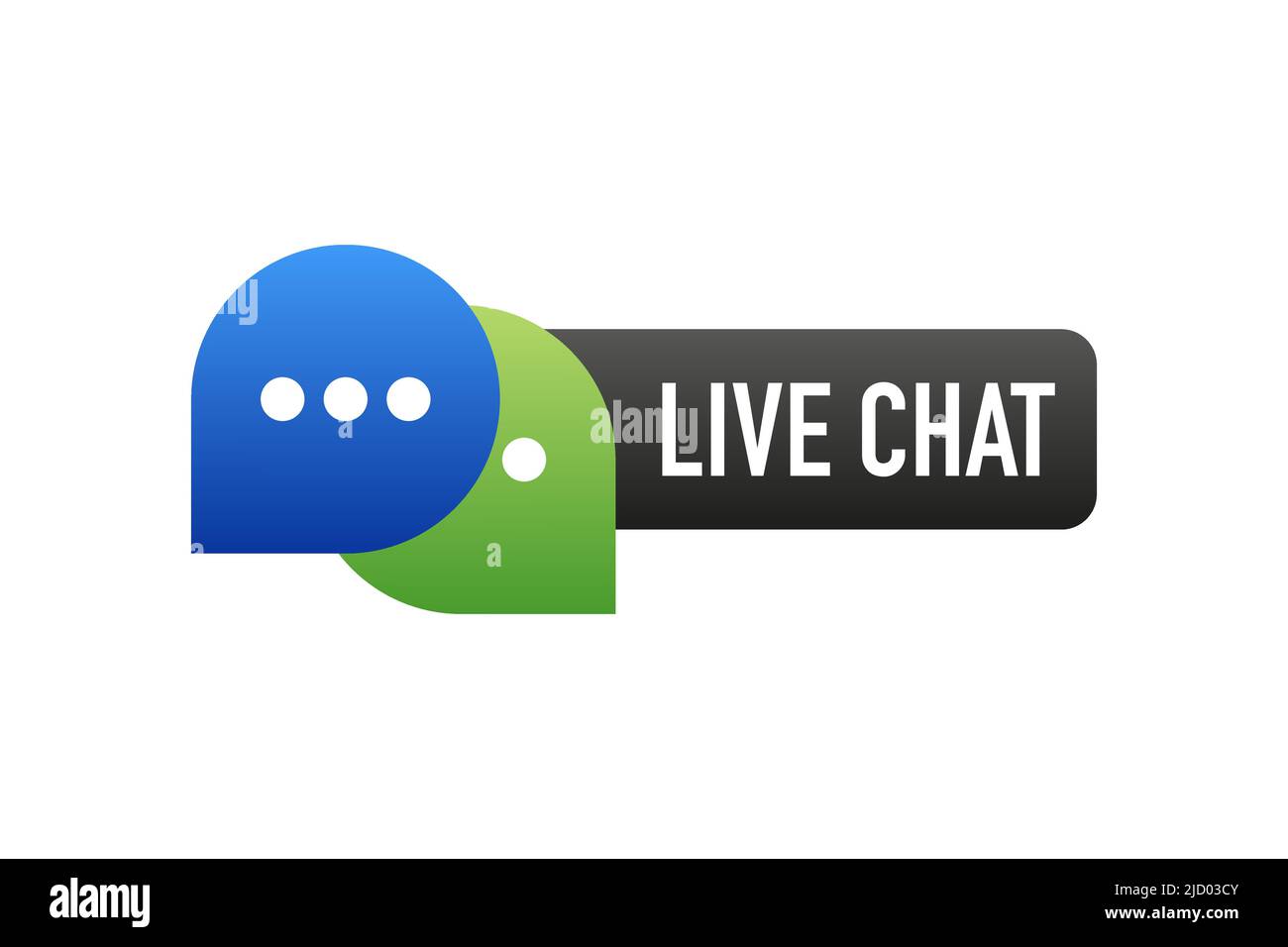 Live chat in flat style. Online support call center. Customer service. Client comment. Live button. Client support online helpline. Stock Vector