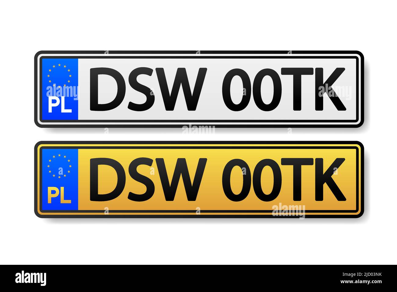 European Number plate car. Information sign. Options for vehicle license plates. Stock Vector