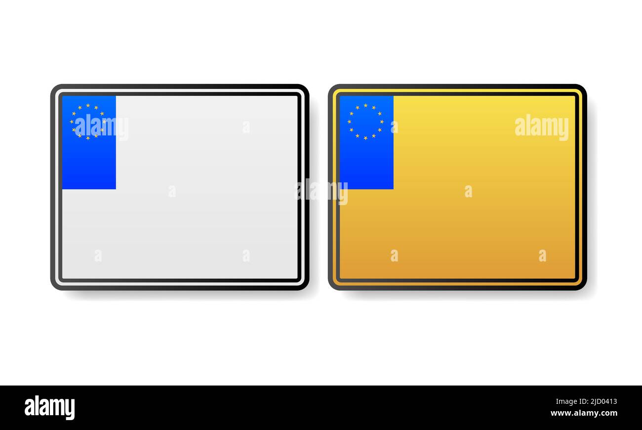 European Number plate car. Information sign. Options for vehicle license plates. Stock Vector