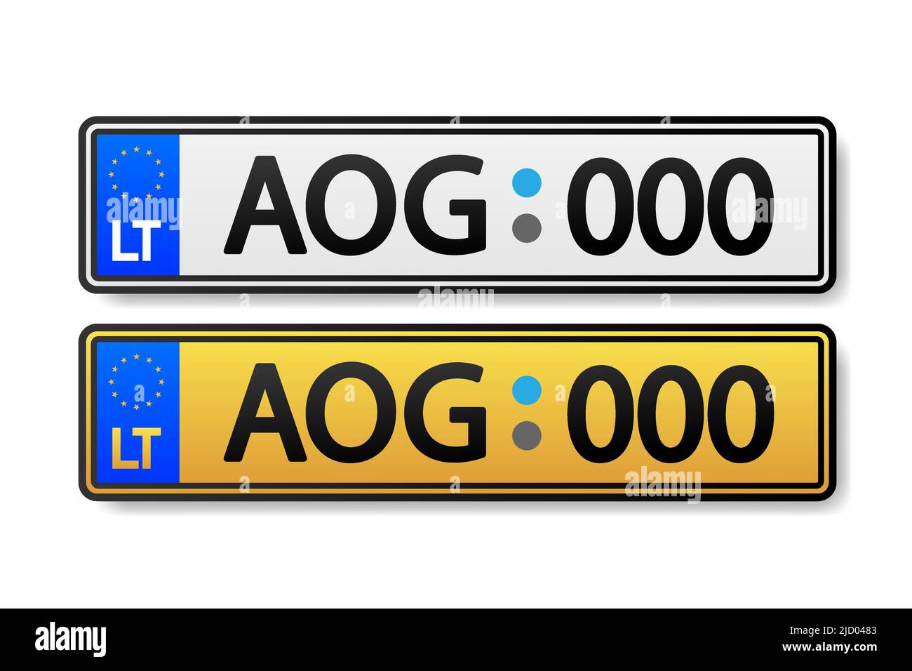 European Number plate car. Information sign. Options for vehicle