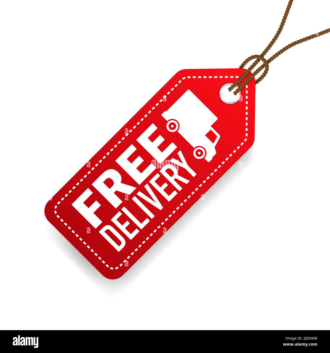 Free delivery price tag. Red Free shipping label. Vector illustration
