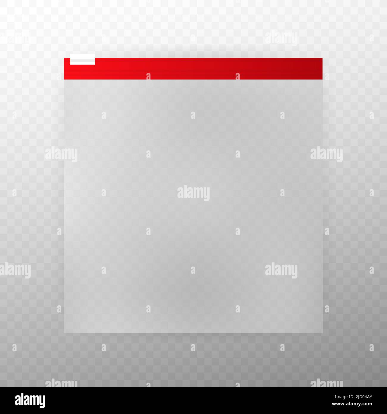 Realistic red plastic bags on zippers. Vector illustration. Stock Vector