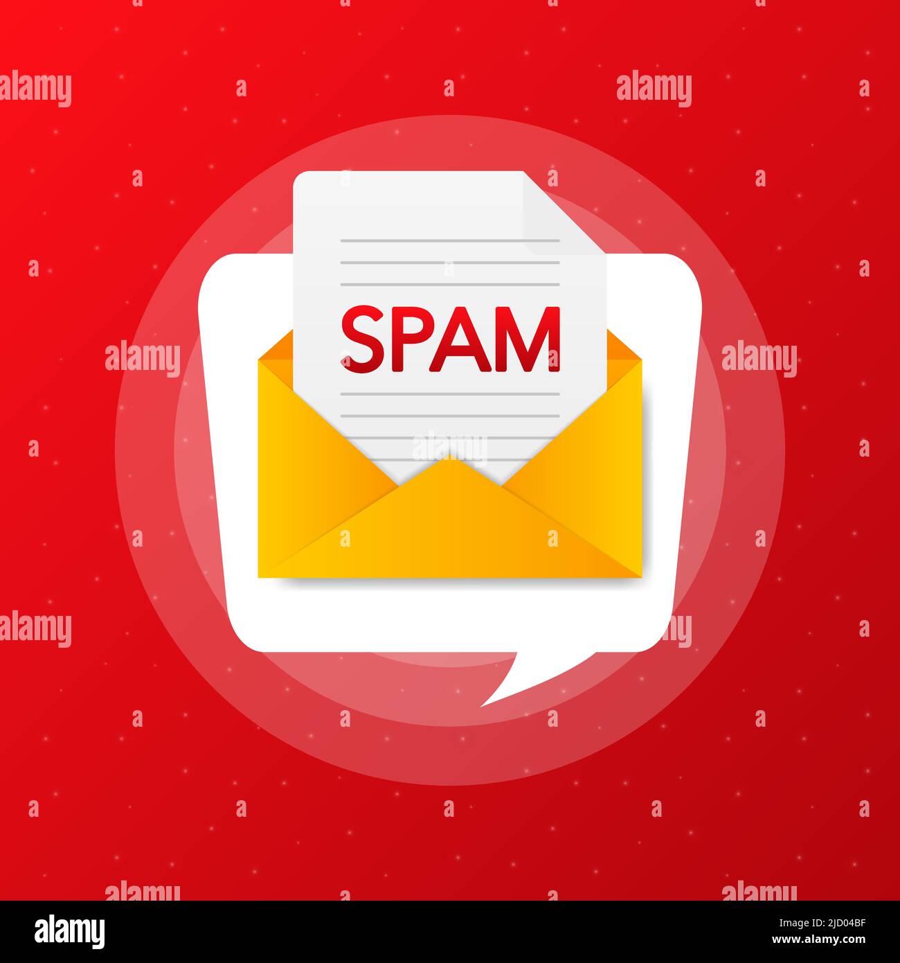 Spamming mailbox concept. Email box hacking, spam warning. Stock Vector