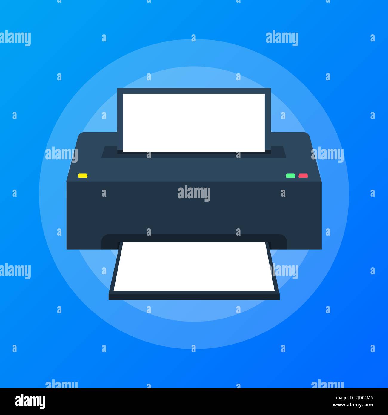 Flat printer icon. printer with paper a4 sheet and printed text document Stock Vector