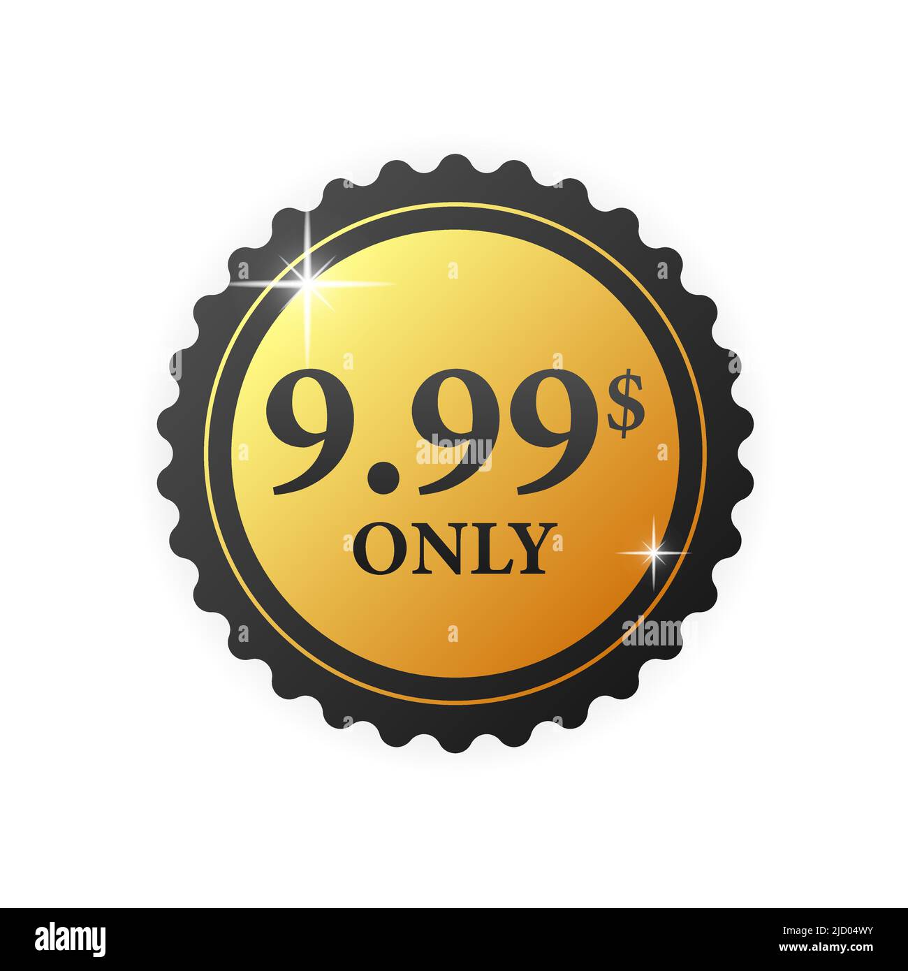 Sale 9.99 Dollars Only Offer Badge Sticker Design in Flat Style. Vector illustration Stock Vector