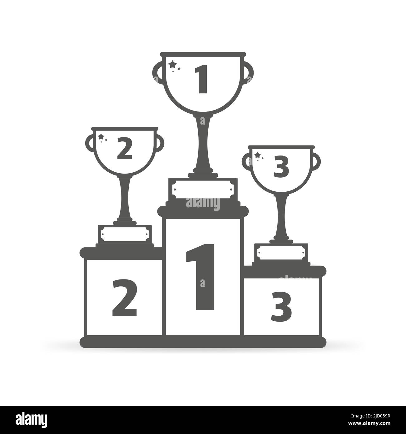 Podiums for winners with 1st, 2nd and 3rd places on white background