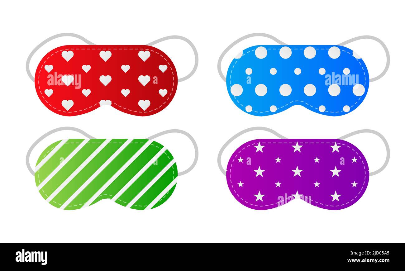Masks for sleep of different colors and styles on white background ...