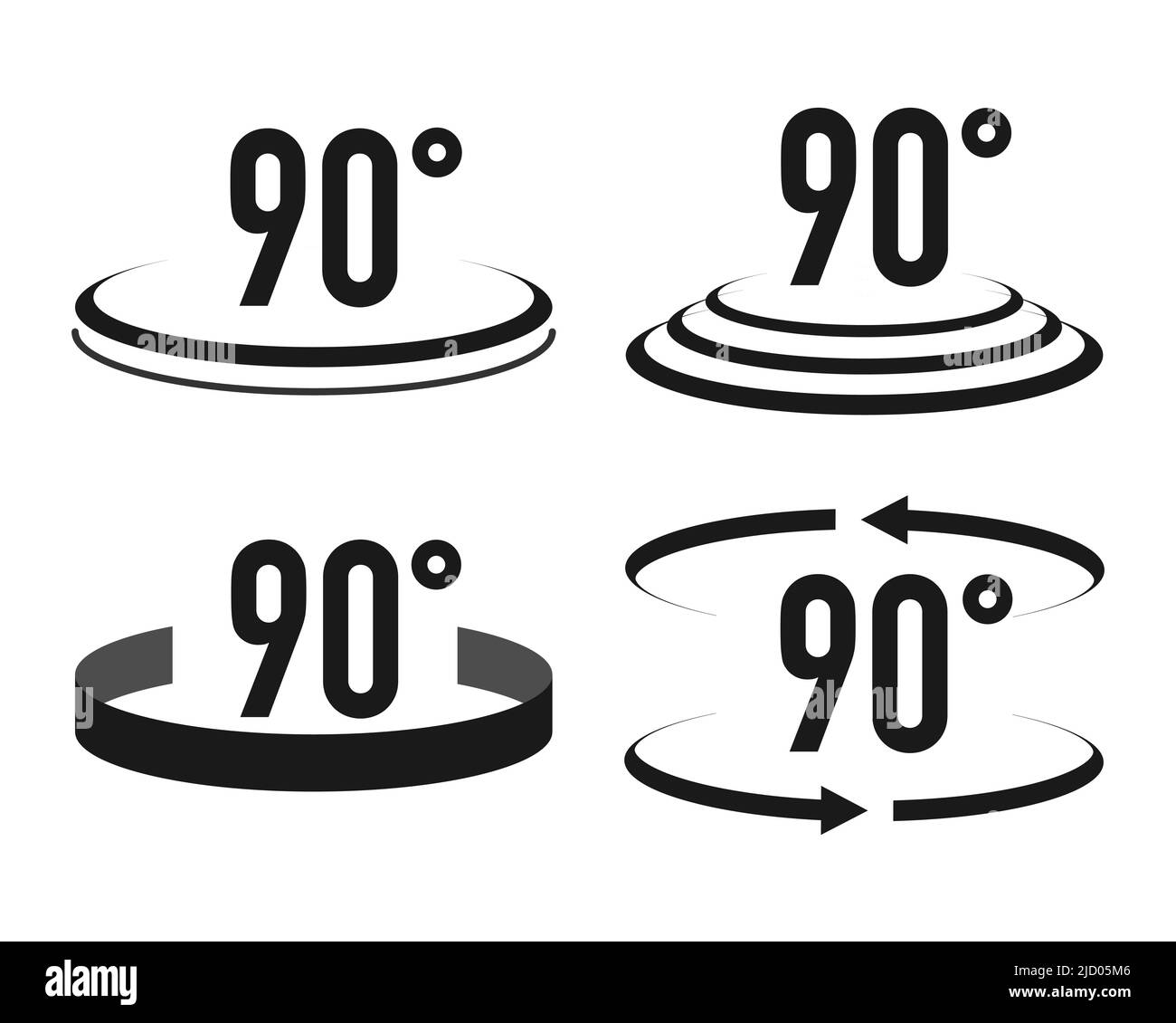 Set of 90 degrees view icons in different style. Vector illustration. Stock Vector