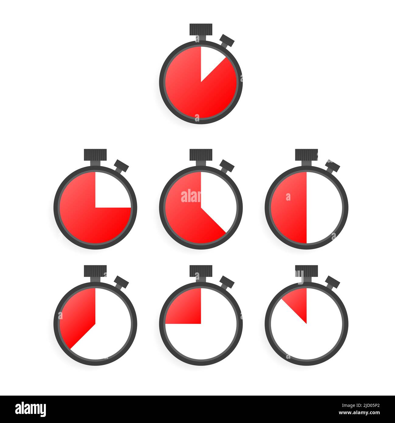 Set of simple timers on white background. Different time on timers. Vector illustration. Stock Vector