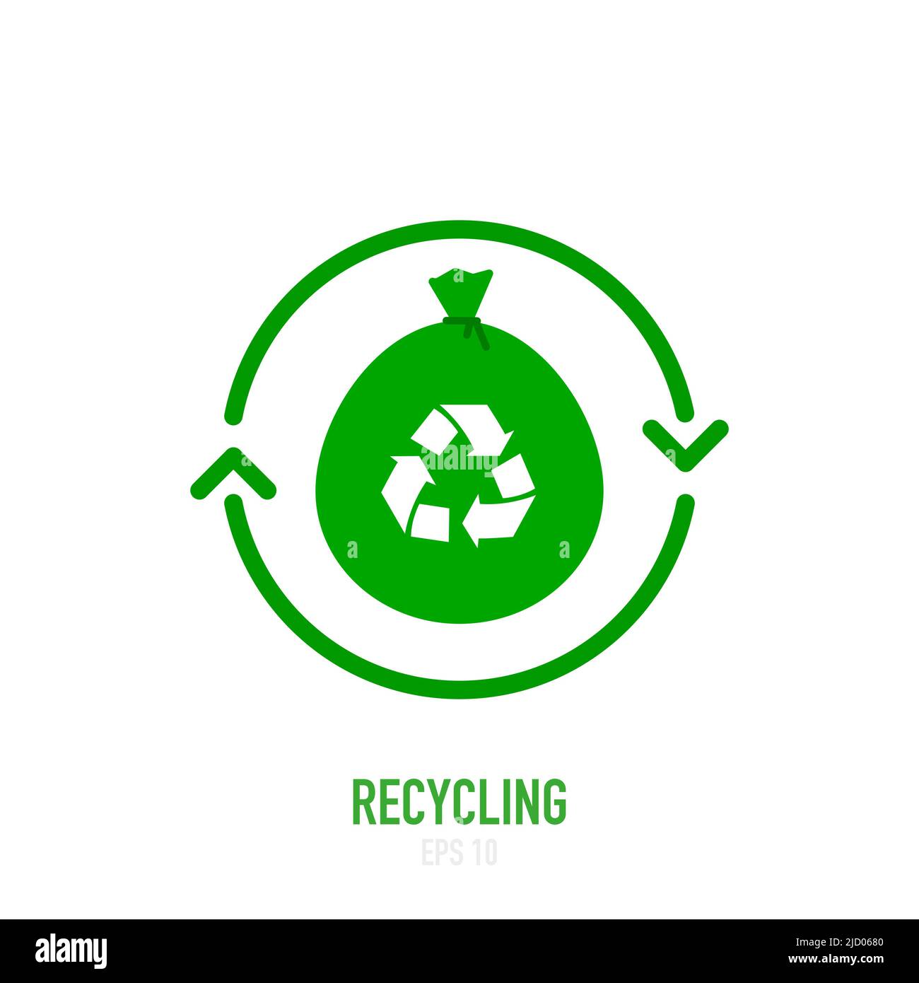 Waste recycling icon. Garbage bag in flat style. Vector illustration. Stock Vector