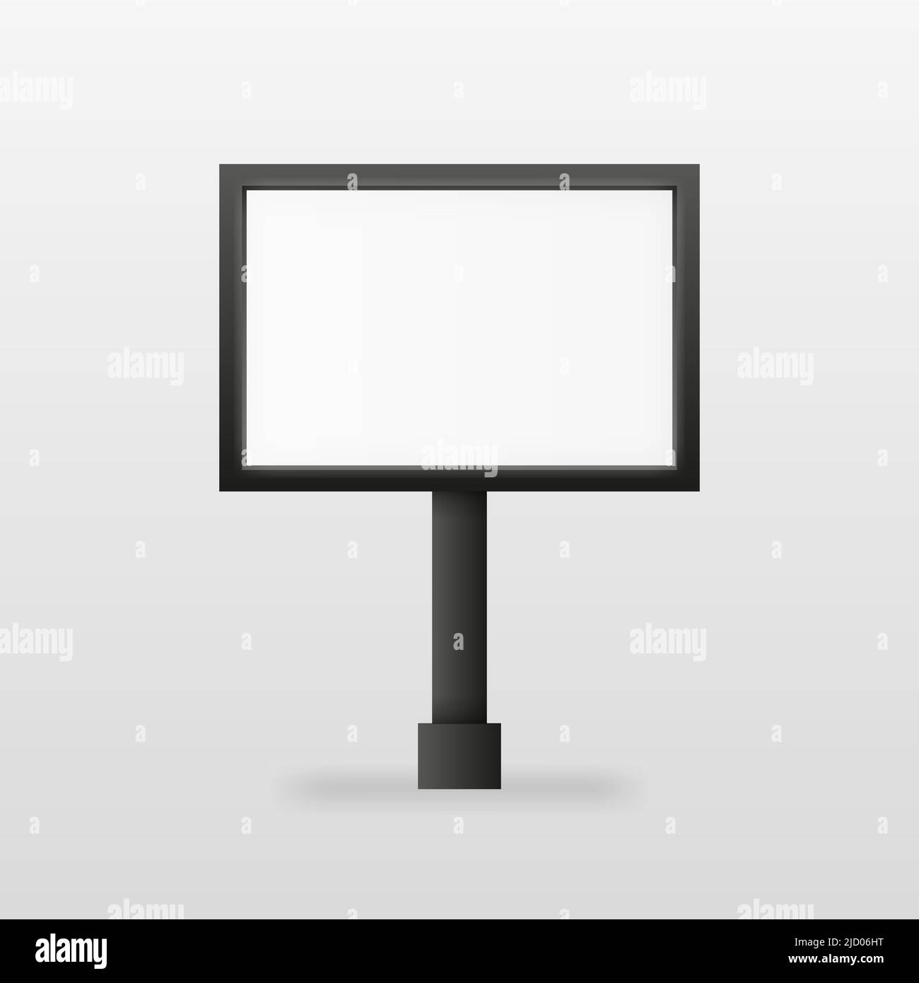 Advertising billboard screen in black color on white background. Realistic object. Vector illustration. Stock Vector