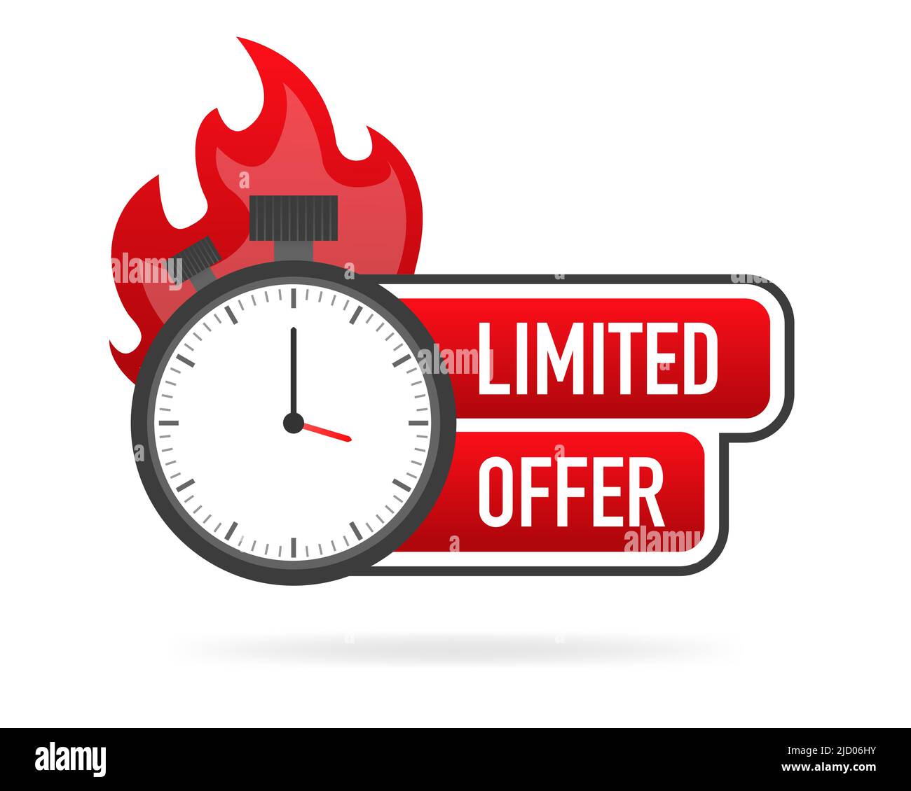 Limited offer service badge. Limited time with stopwatch on white background. Vector illustration. Stock Vector