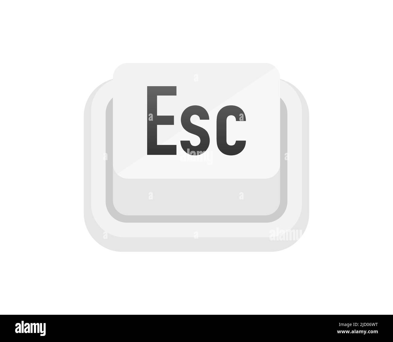 Esc white 3D button on white background. Computers particles keyboards