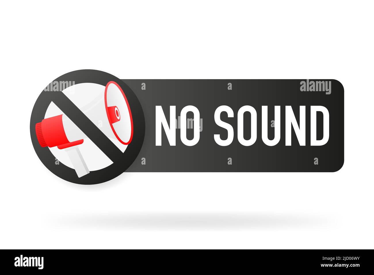 No megaphone black label in 3D style on white background. Vector illustration. Stock Vector