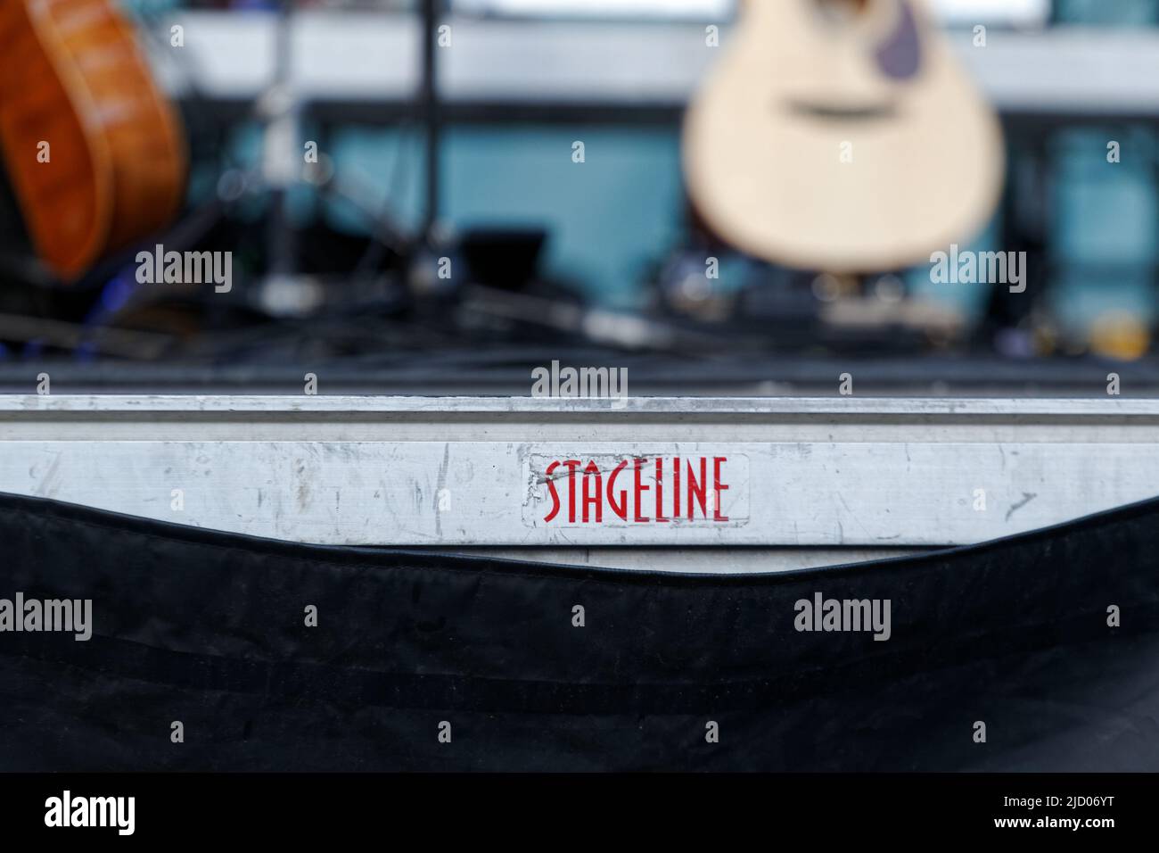 Stageline mobile outdoor  stage. Quebec,Canada Stock Photo