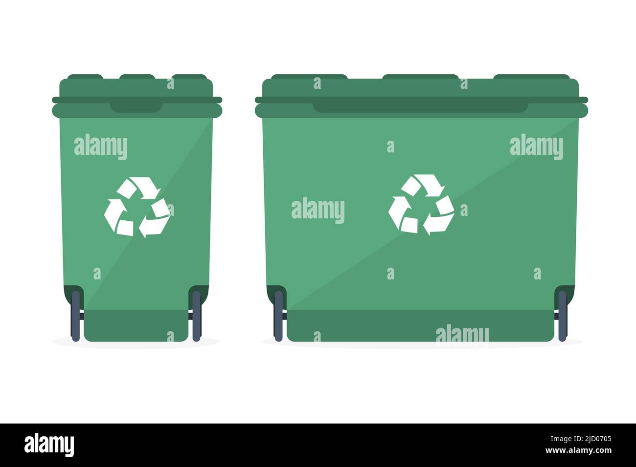 Waste bins of different sizes with a recycling sign. Vector illustration Stock Vector Image