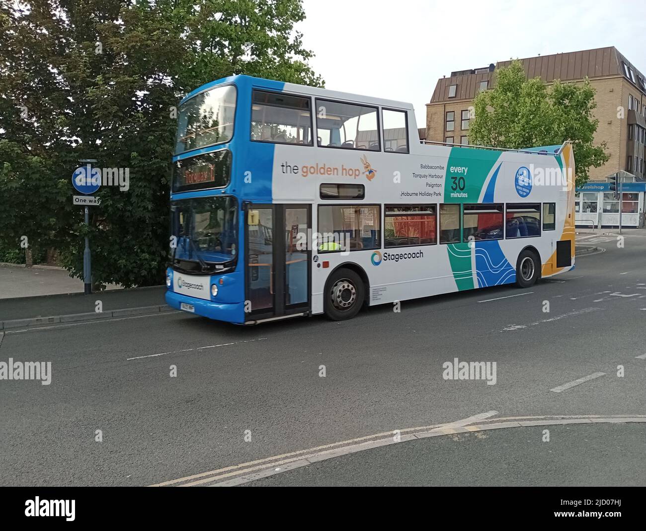 An open top Stagecoach double decker bus in Great Western Road