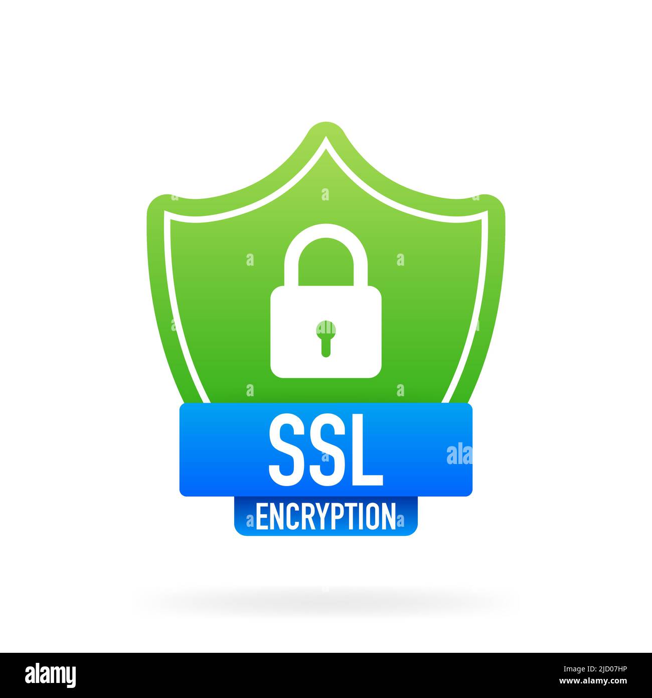 SSL encryption secure badge on white background. Green banner. Vector illustration. Stock Vector