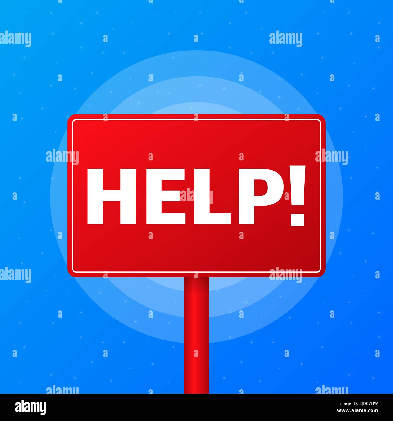 Help realistic red table on blue background. Vector illustration Stock ...