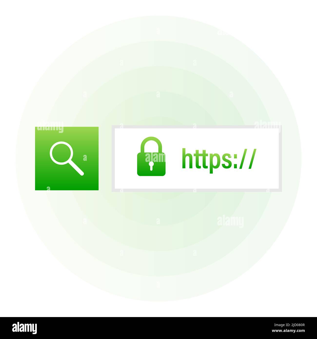 Secure of link green search system on white background. Vector illustration. Stock Vector
