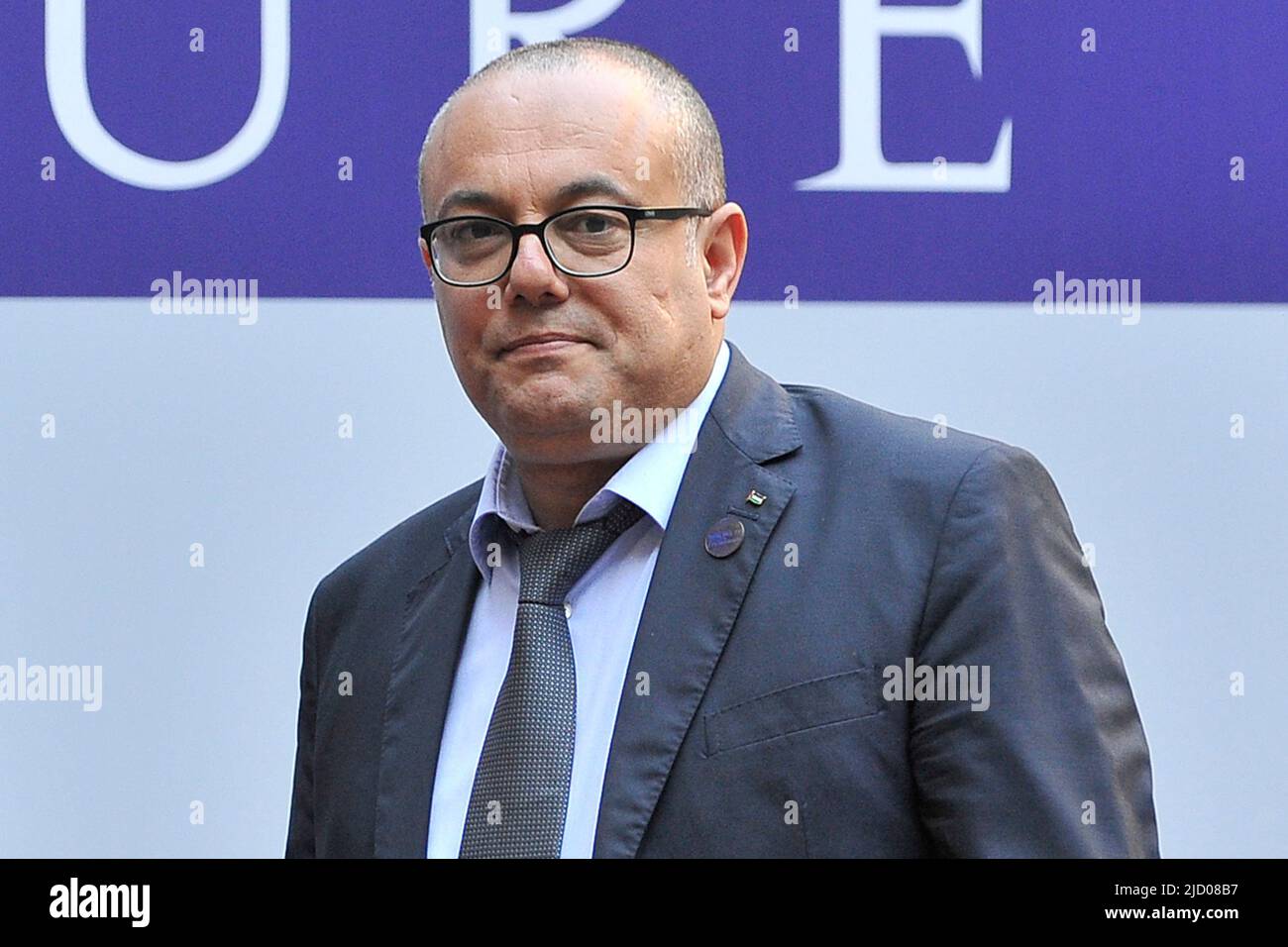 Napoli, Italy. 16th June, 2022. Atef Abu Saif minister of culture, during the Conference of the ministers of culture of the Mediterranean organized in Naples at the Royal Palace. Napoli, Italy, 16 July 2022. (photo by Vincenzo Izzo/Sipa USA) Credit: Sipa USA/Alamy Live News Stock Photo