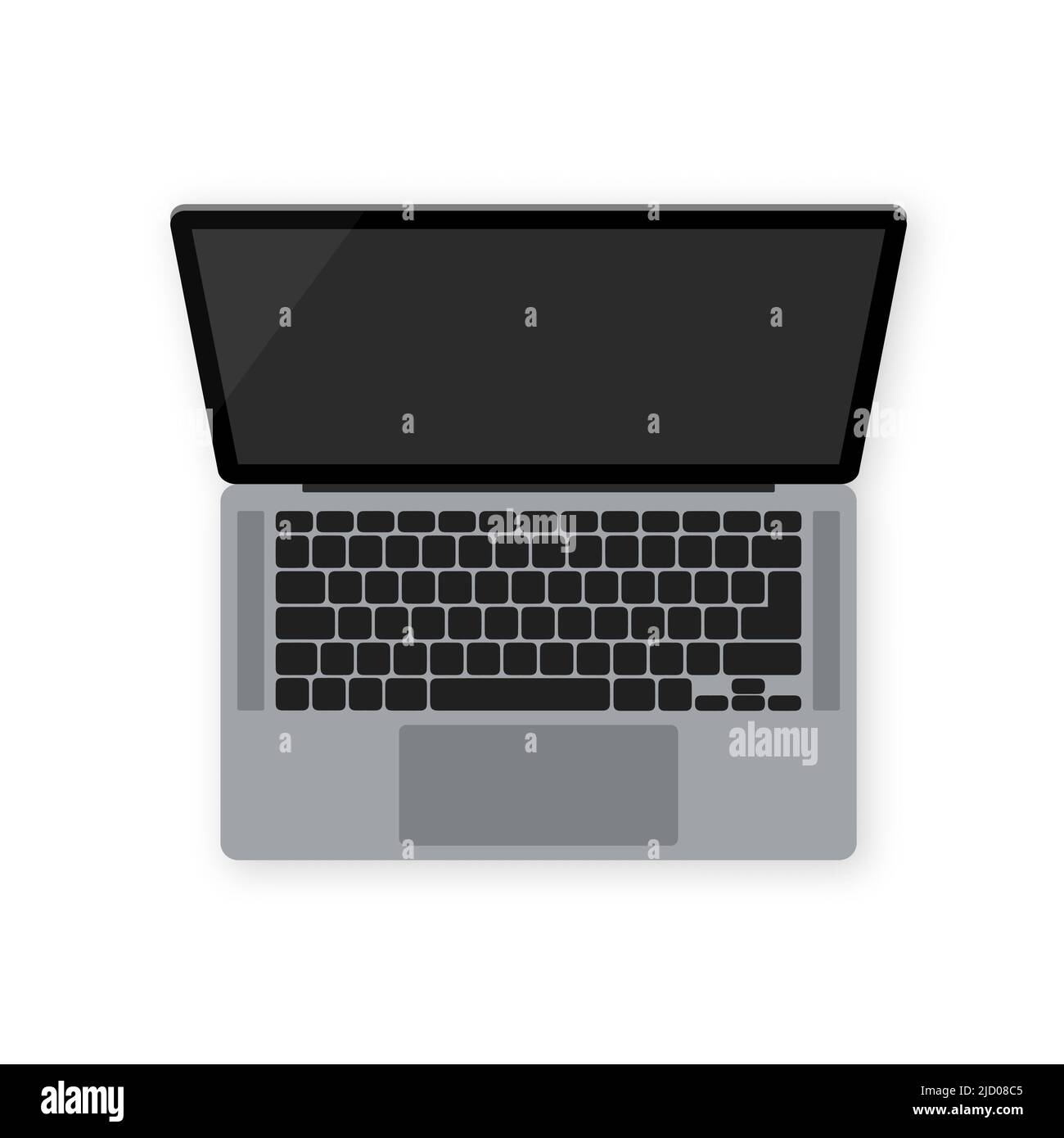 Black laptop on transparent background. Internet technology. Front, side view. Computer screen. Stock Vector