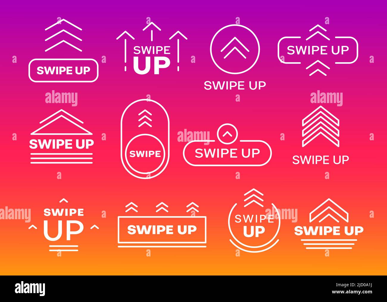 Swipe up icons and buttons arrows, story scroll and drag, vector ...