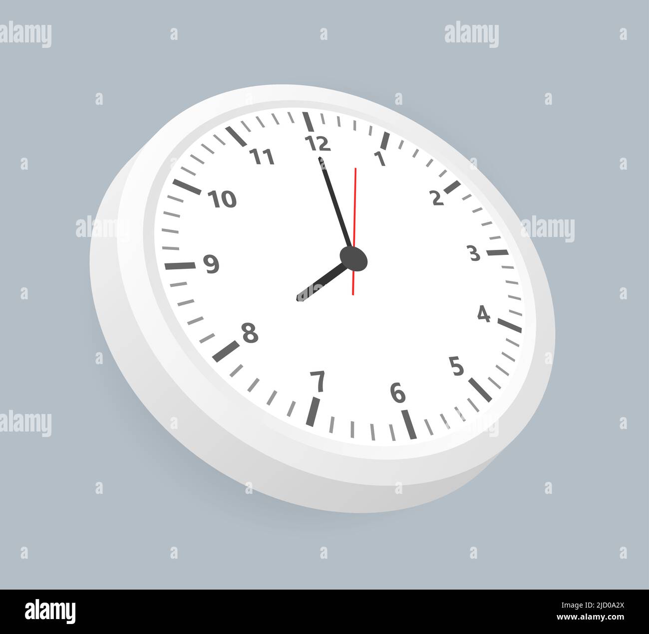 Realistic office clock. Wall round watches with time arrows and clock