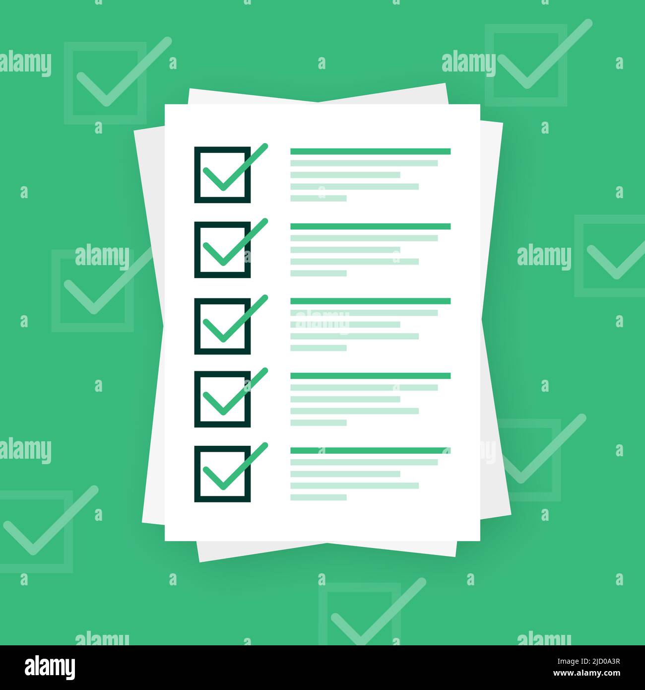 Check List lon green background. Checkmark sign. Vector illustration ...
