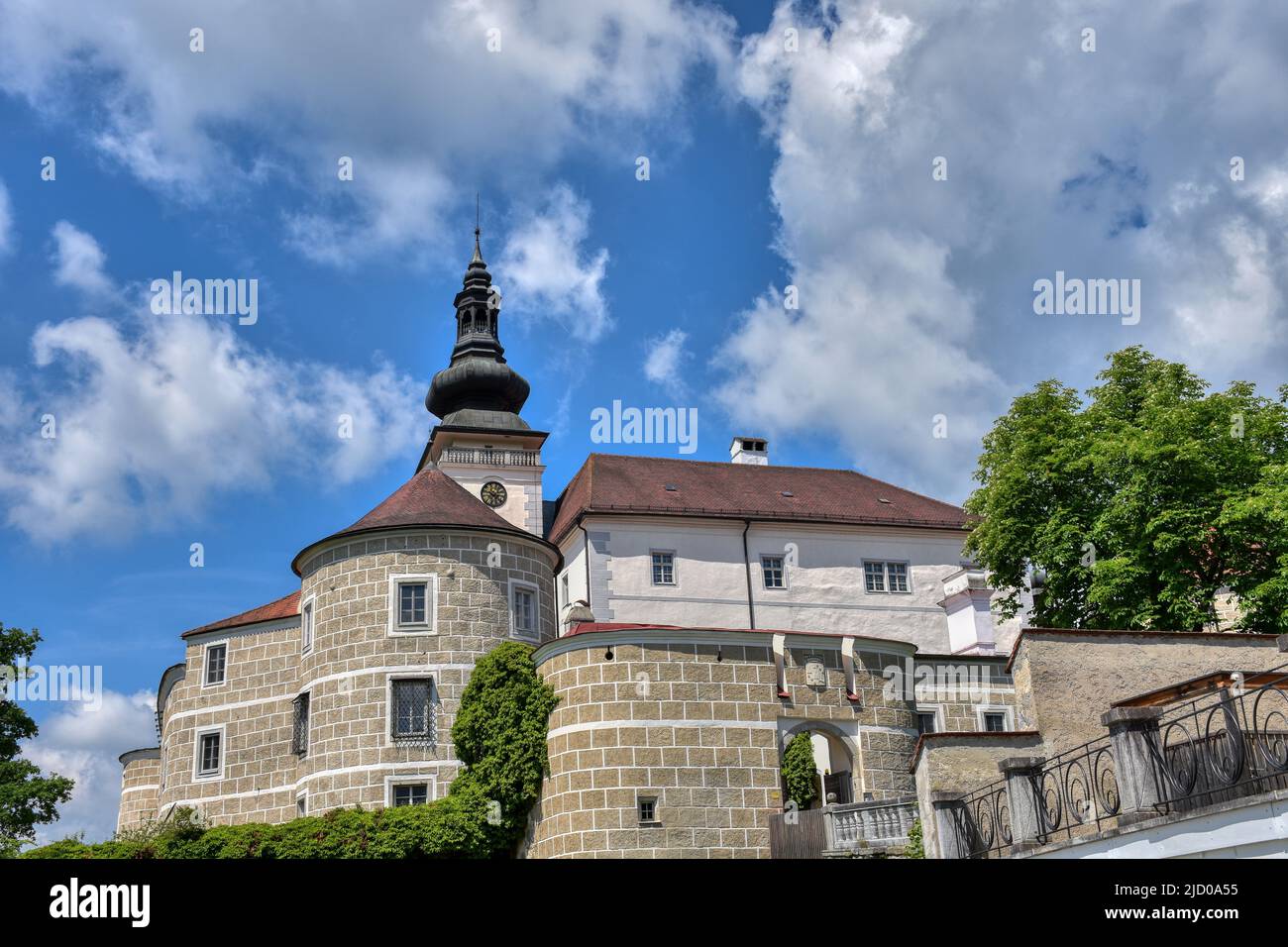 Schloss, Weinberg, Kefermarkt, Mühlviertel, Renaissanceschloss, Burg, Renaissance, Schlossanlage, Mittelalter, imposant, wehrhaft, Turm, Gasse, Rundtu Stock Photo