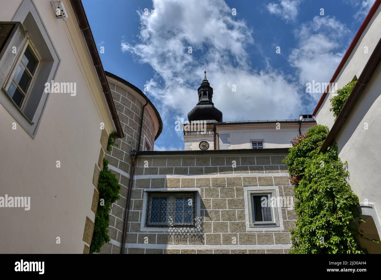 Schloss, Weinberg, Kefermarkt, Mühlviertel, Renaissanceschloss, Burg, Renaissance, Schlossanlage, Mittelalter, imposant, wehrhaft, Turm, Gasse, Rundtu Stock Photo