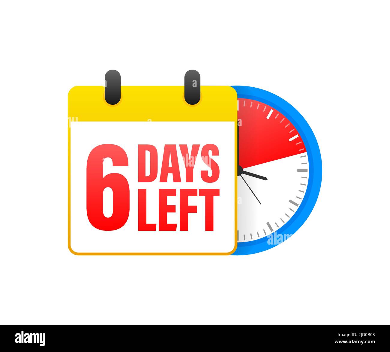 6 days left calendar. Clock icon symbol illustration. Holiday concept