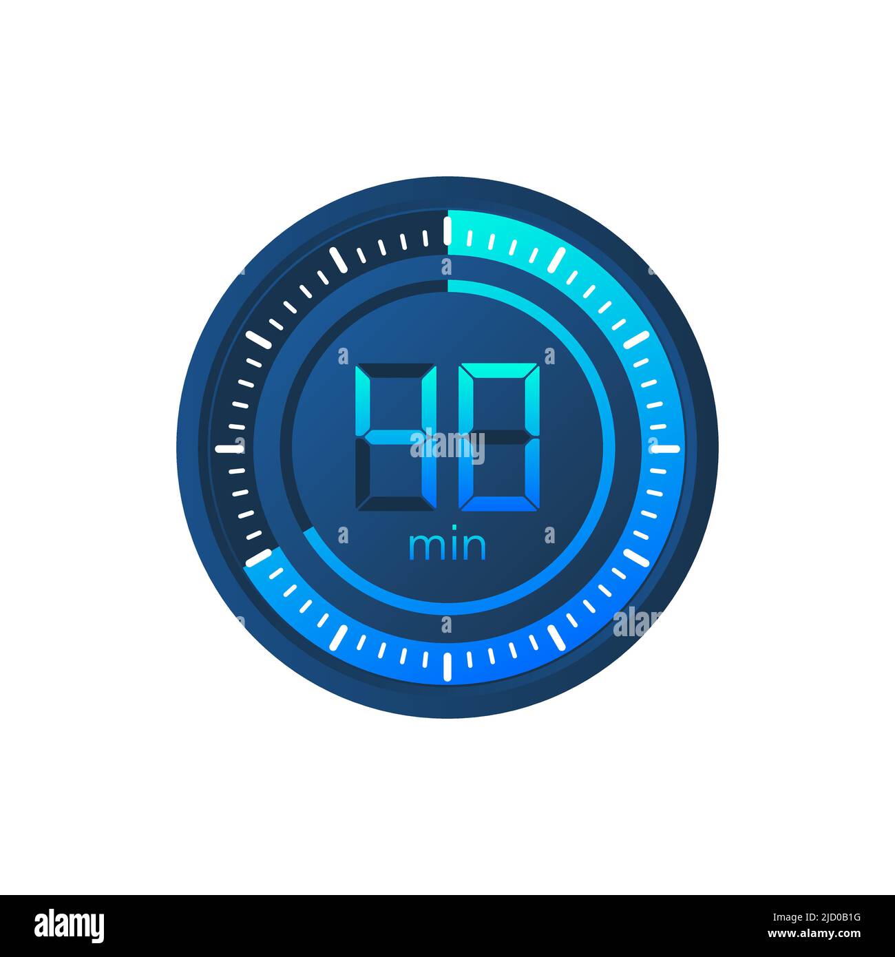 The 40 minutes, stopwatch vector icon. Stopwatch icon in flat style on a white background. Vector stock illustration. Stock Vector