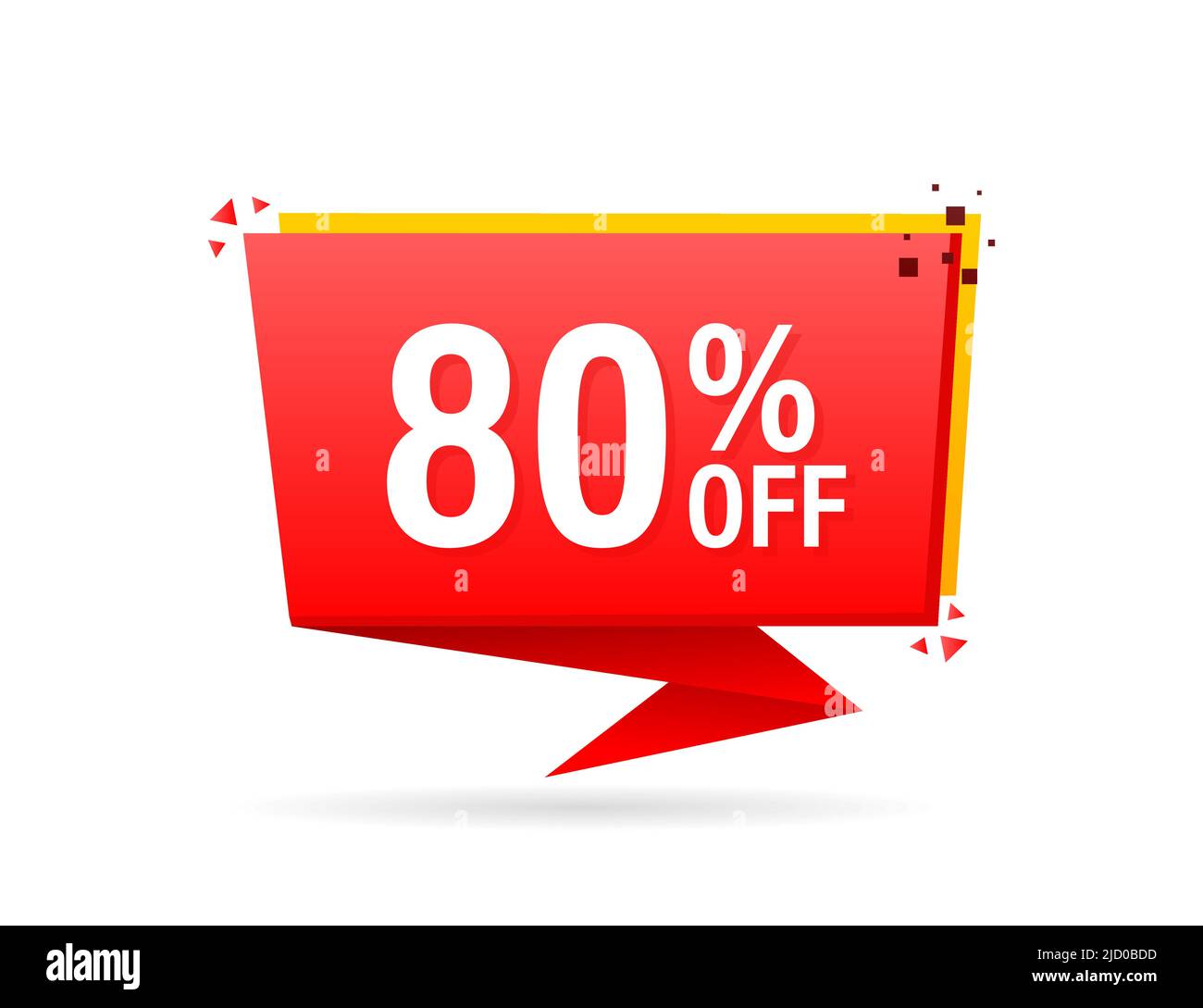 Trendy flat advertising with red 80 percent discount flat badge for promo design. Poster badge. Business design. Vector illustration. Stock Vector