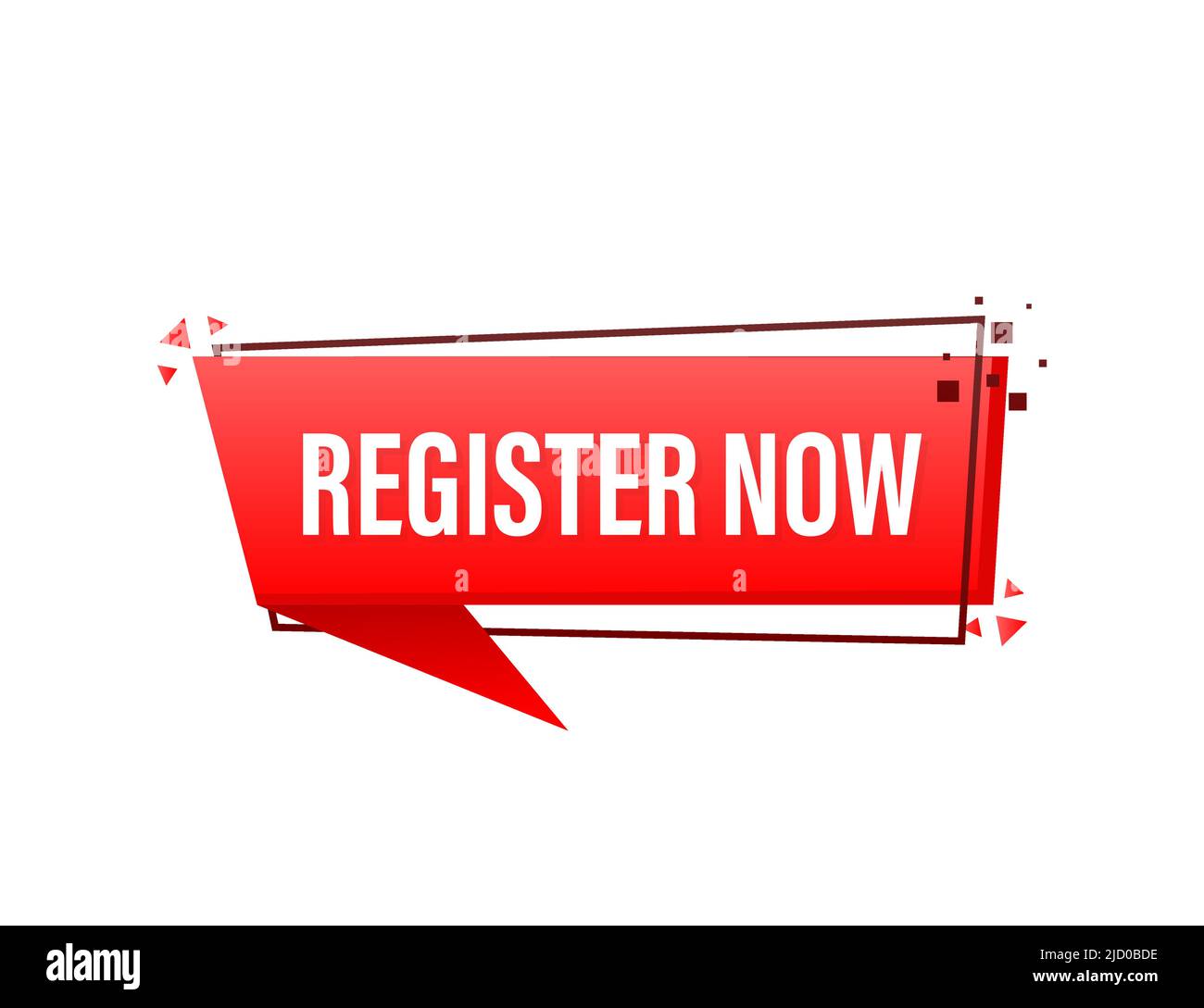 Red register now label in modern style on white background. Banner  promotion. Click button. Sticker design Stock Vector Image & Art - Alamy