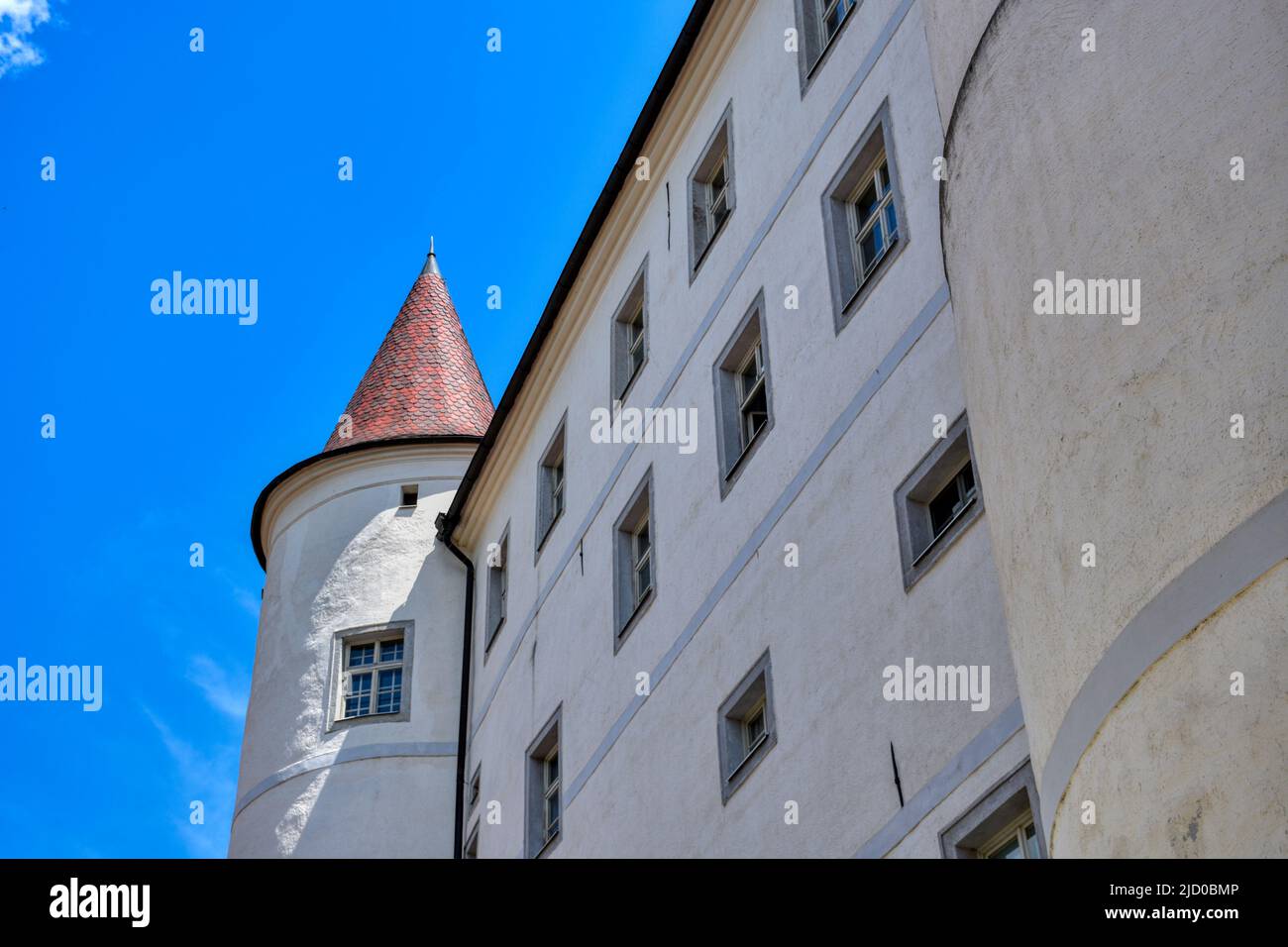 Schloss, Weinberg, Kefermarkt, Mühlviertel, Renaissanceschloss, Burg, Renaissance, Schlossanlage, Mittelalter, imposant, wehrhaft, Turm, Gasse, Rundtu Stock Photo