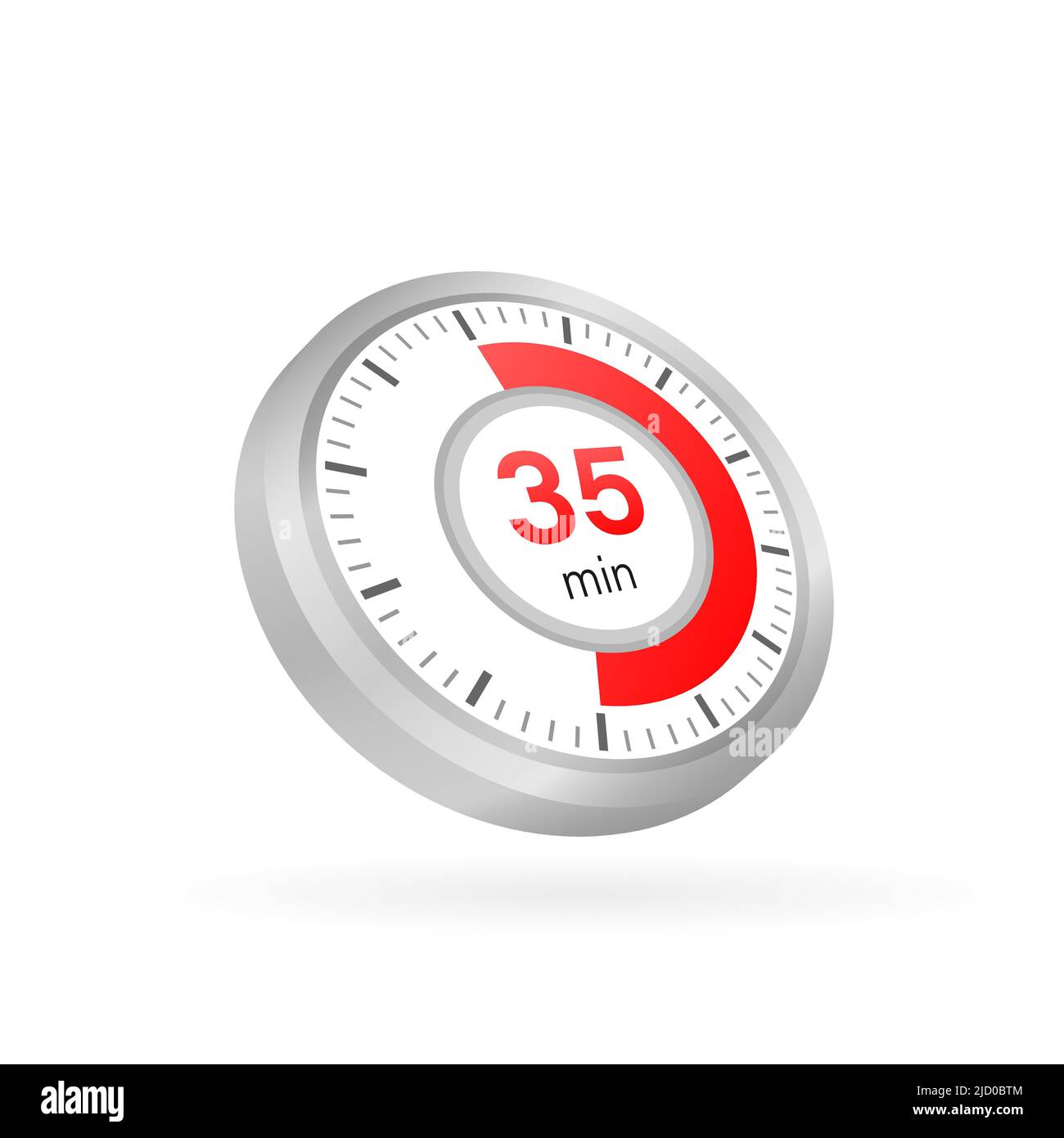 The 35 minutes, stopwatch vector icon. Stopwatch icon in flat style on a white background. Vector stock illustration. Stock Vector