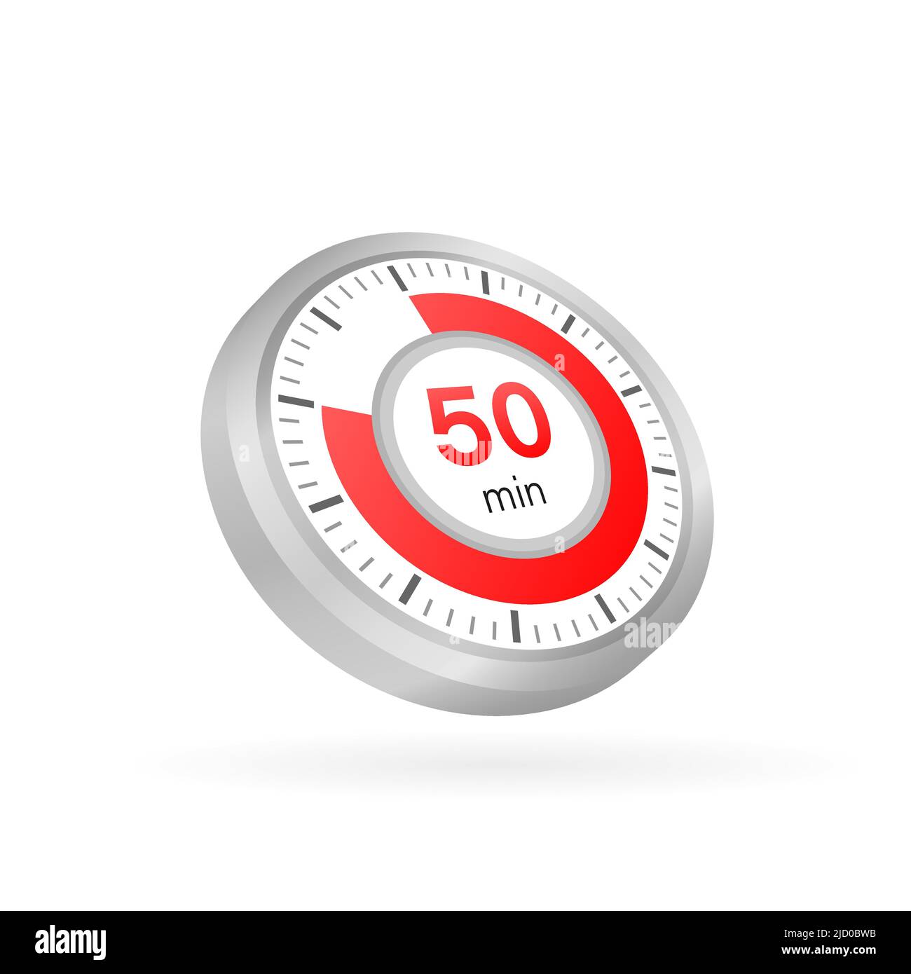 The 50 minutes, stopwatch vector icon. Stopwatch icon in flat style on a white background. Vector stock illustration. Stock Vector