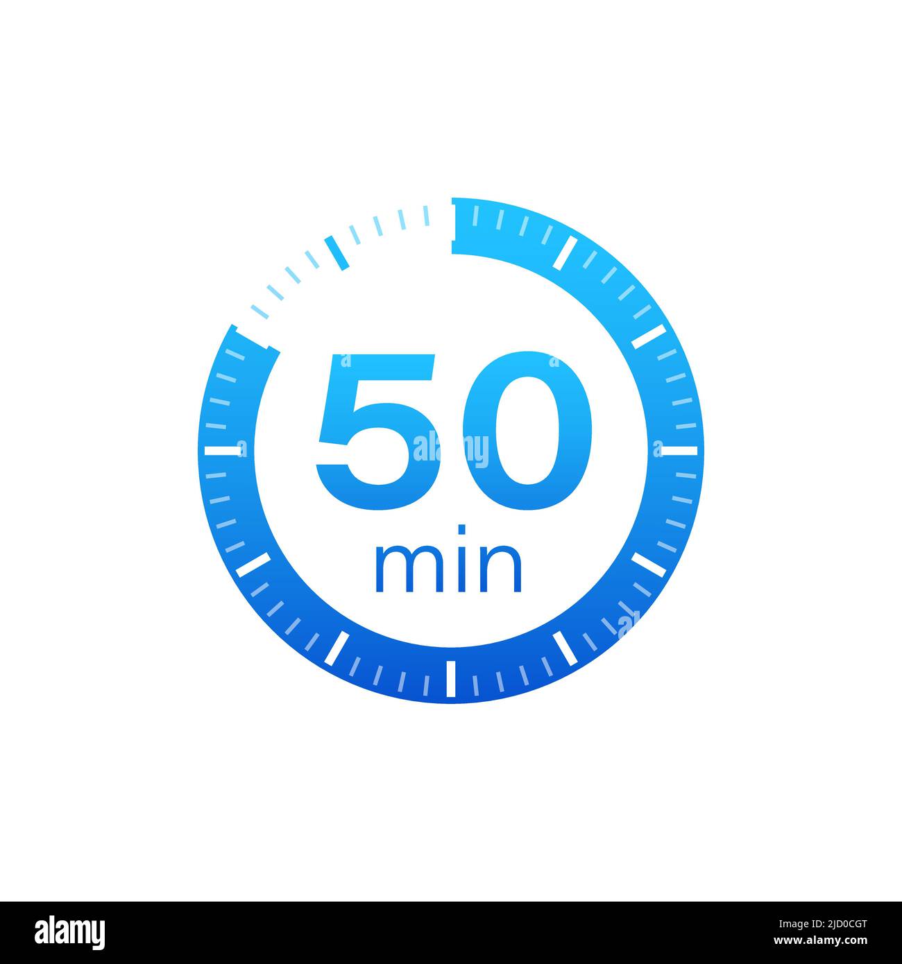The 50 minutes, stopwatch vector icon. Stopwatch icon in flat style on a white background. Vector stock illustration. Stock Vector