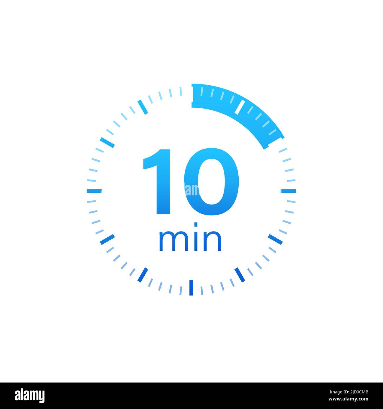 The 10 minutes, stopwatch vector icon. Stopwatch icon in flat style on a white background. Vector stock illustration. Stock Vector
