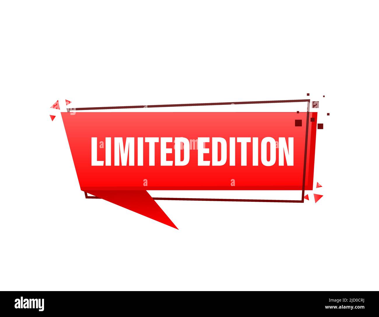 Banner with red limited edition on white background for print design. Vector template. Special offer badge. Stock Vector